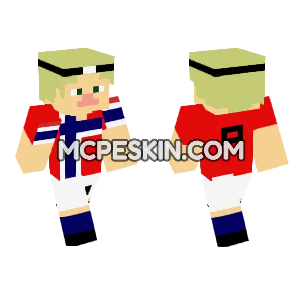 Haaland Norway Footballer Minecraft Bedrock skin, front and back