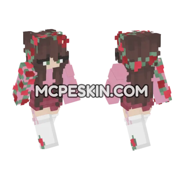 Hannahxxrose Floral Dress Minecraft Bedrock skin, front and back