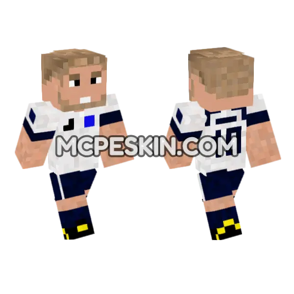 Harry Kane Footballer Minecraft Bedrock skin, front and back