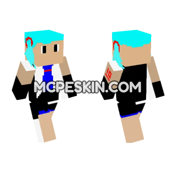 Hatsune Miku Minecraft Bedrock skin, front and back