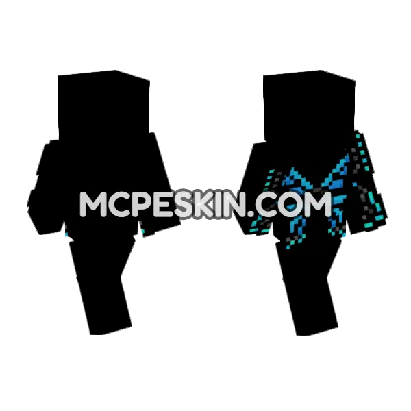 HD Clothes Butterfly Wings Minecraft Bedrock skin, front and back