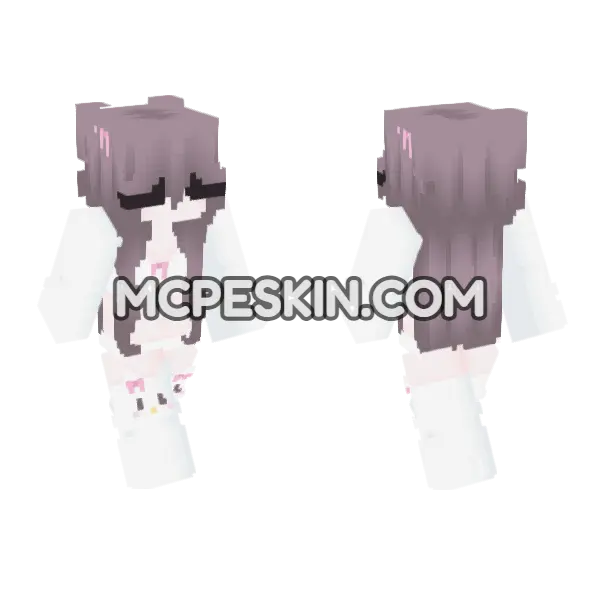Hello Itty Egirl Minecraft Bedrock skin, front and back