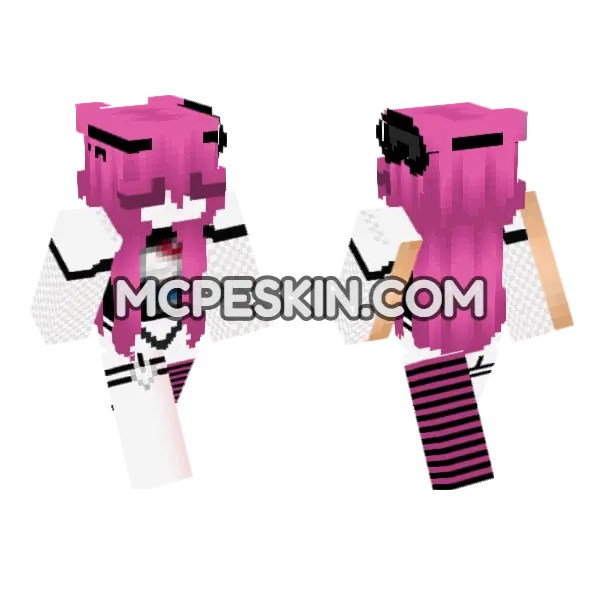Hello Kitty Pajamas Minecraft Bedrock skin, front and back