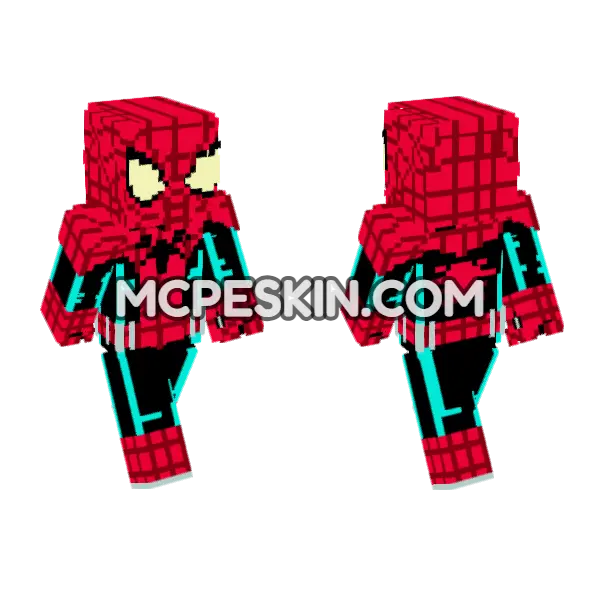 High School Era Spider-Man Minecraft Bedrock skin, front and back