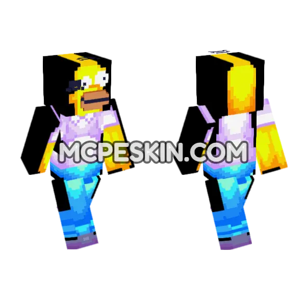 Homer Simpson Minecraft Bedrock skin, front and back