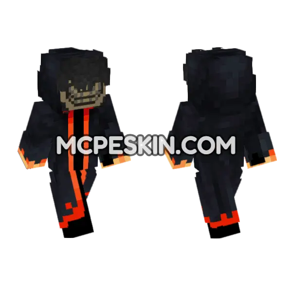 Hooded Figure Sun Moon Mask Minecraft Bedrock skin, front and back
