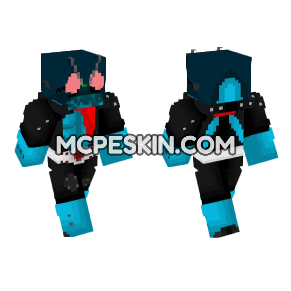 Hopper 1 Update Kamen Rider Minecraft Bedrock skin, front and back