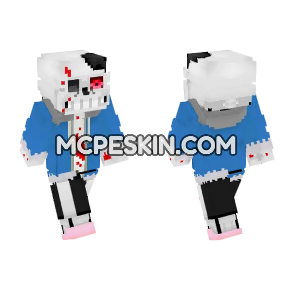 Horror Sans Minecraft Bedrock skin, front and back
