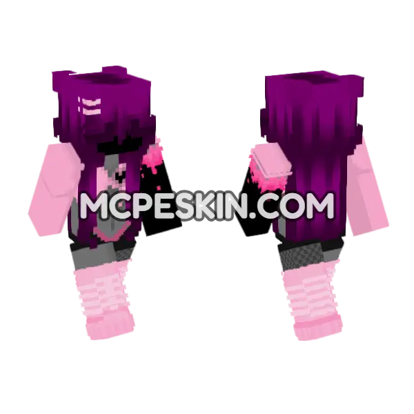 Hot Pink Gurl Minecraft Bedrock skin, front and back