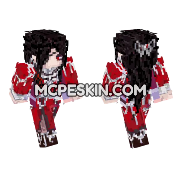 Huacheng Red Outfit Minecraft Bedrock skin, front and back