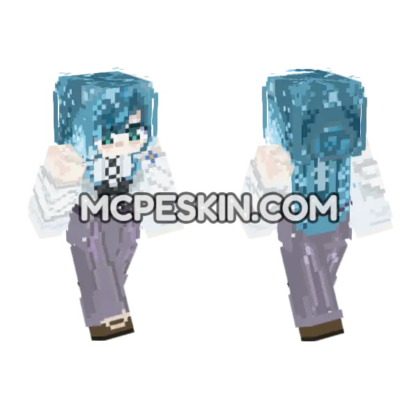 Hualahuala Blue Winter Minecraft Bedrock skin, front and back