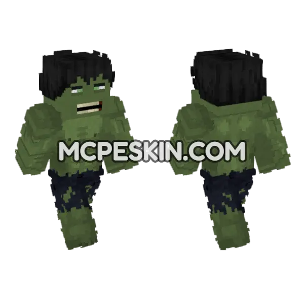 Hulk Marvel Comics Minecraft Bedrock skin, front and back