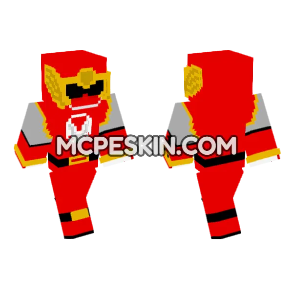 Hurricane Red Ranger Minecraft Bedrock skin, front and back