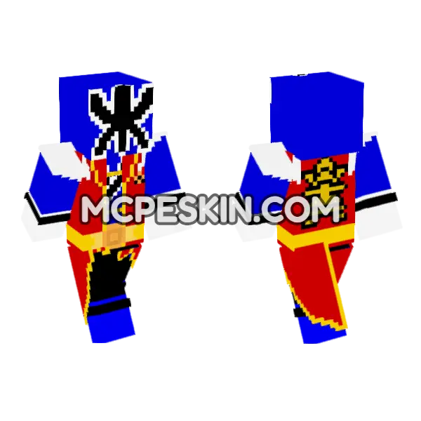 Hyper Shinken Blue Minecraft Bedrock skin, front and back