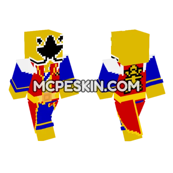 Hyper Shinken Gold Minecraft Bedrock skin, front and back