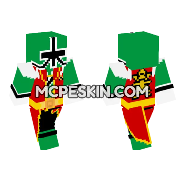 Hyper Shinken Green Minecraft Bedrock skin, front and back