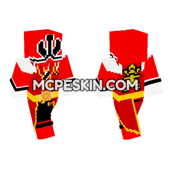Hyper Shinken Red Minecraft Bedrock skin, front and back