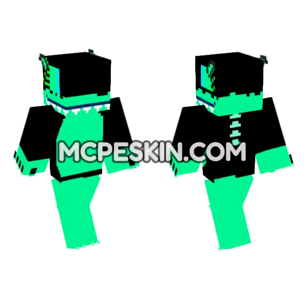 Hyperspace Endercat Raptor Minecraft Bedrock skin, front and back
