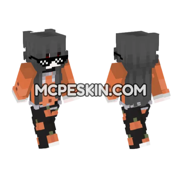 Hyty Pumpkin Outfit Minecraft Bedrock skin, front and back