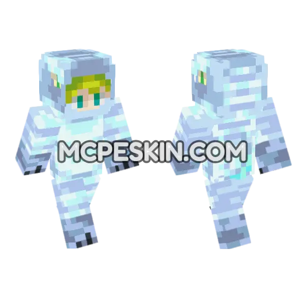 Ice Shard Boy Minecraft Bedrock skin, front and back