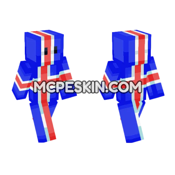 Iceland Flag Outfit Minecraft Bedrock skin, front and back
