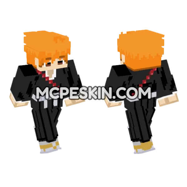 Ichigo Bleach Getsuga Tenshou Minecraft Bedrock skin, front and back