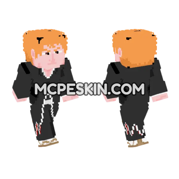 Ichigo Kurosaki Bleach Minecraft Bedrock skin, front and back