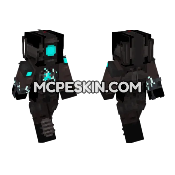 Injured Titan Cameraman Detainer Minecraft Bedrock skin, front and back