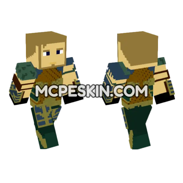 Injustice Aquaman Regime Minecraft Bedrock skin, front and back