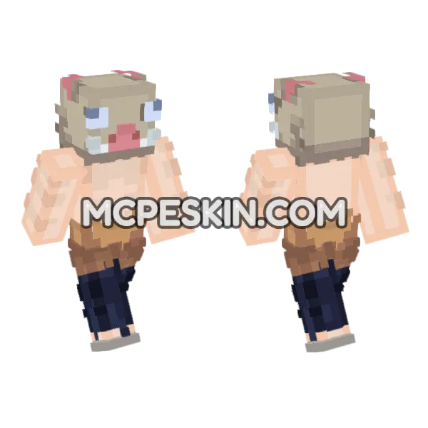 Inosuke Hashibira Minecraft Bedrock skin, front and back