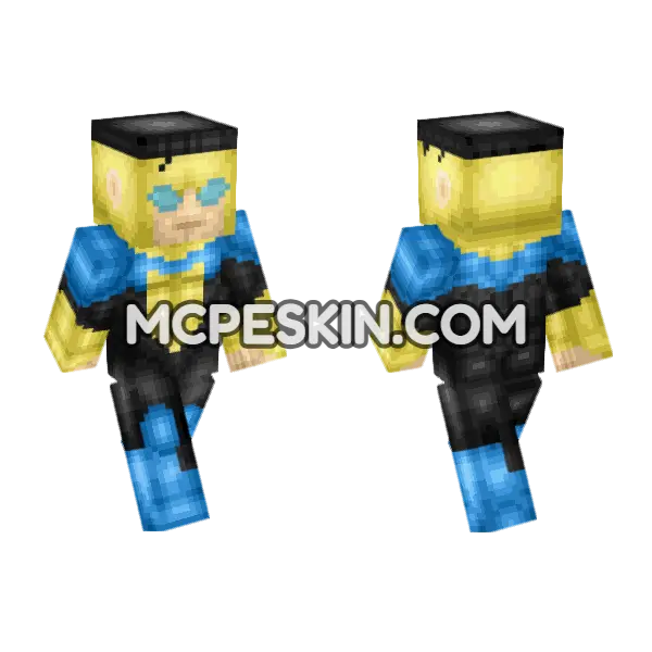 Invincible Mark Grayson Minecraft Bedrock skin, front and back