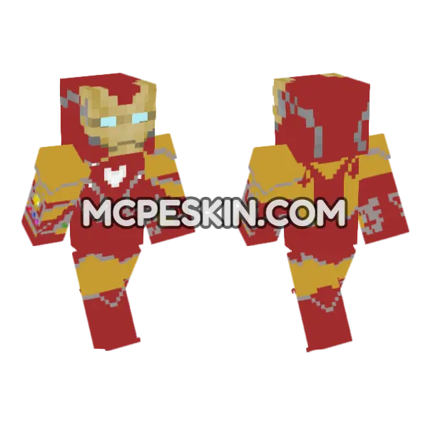 Iron Man Mk 85 Minecraft Bedrock skin, front and back