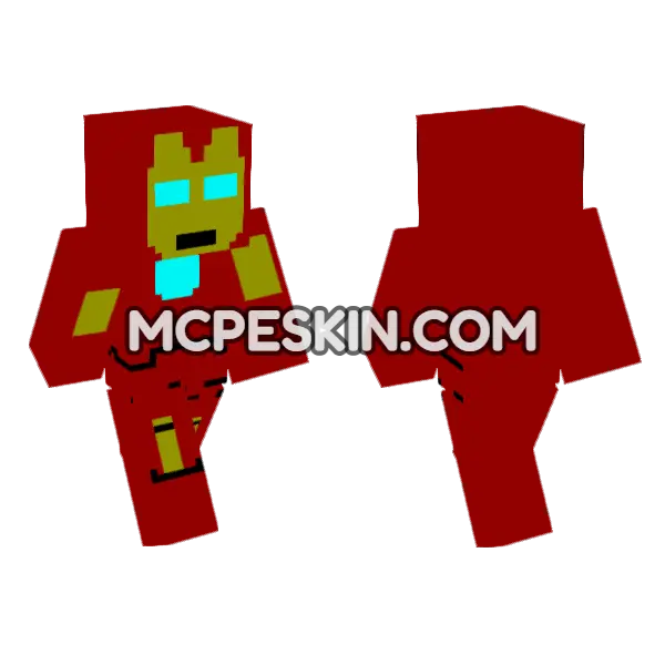 Iron Man Suit Minecraft Bedrock skin, front and back