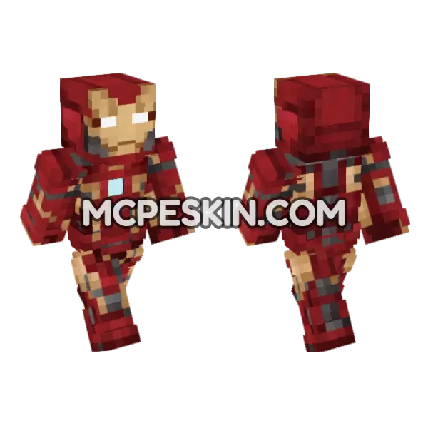 Iron Suit 3 Minecraft Bedrock skin, front and back