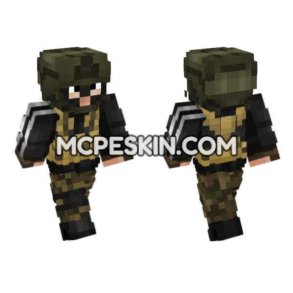Irregular Militia Soldier Minecraft Bedrock skin, front and back