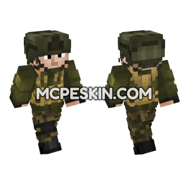 Irregular Militia Soldier V2 Minecraft Bedrock skin, front and back