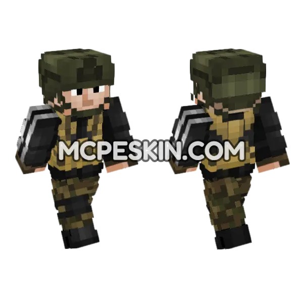 Irregular Militia Soldier V3 Minecraft Bedrock skin, front and back