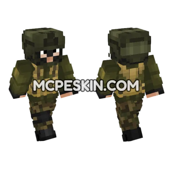 Irregular Militia Soldier V5 Minecraft Bedrock skin, front and back