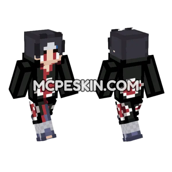 Itachi Uchiha Skin Minecraft Bedrock skin, front and back