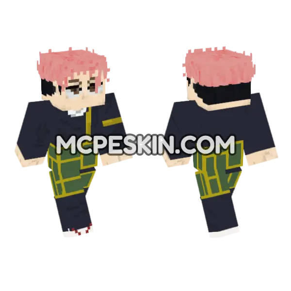 Itadori Geto Clothing Minecraft Bedrock skin, front and back