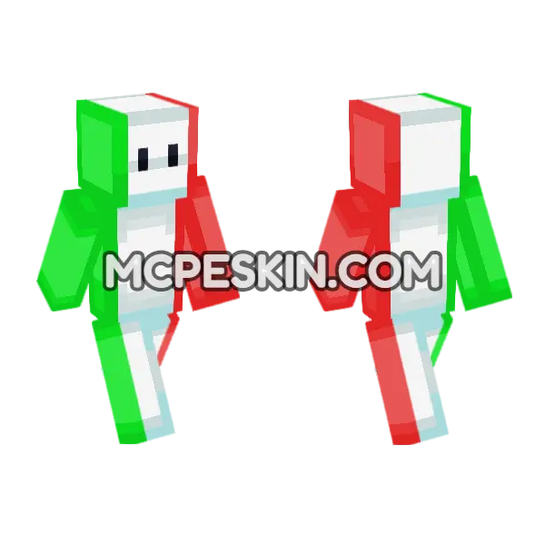 Italy Flag Outfit Minecraft Bedrock skin, front and back