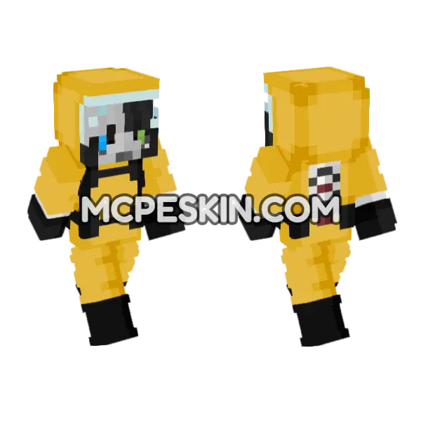 Itsangelyoutube Hazmat Suit Minecraft Bedrock skin, front and back