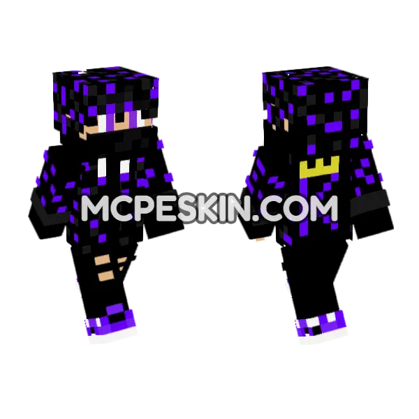 Itzkareem Black Outfit Minecraft Bedrock skin, front and back