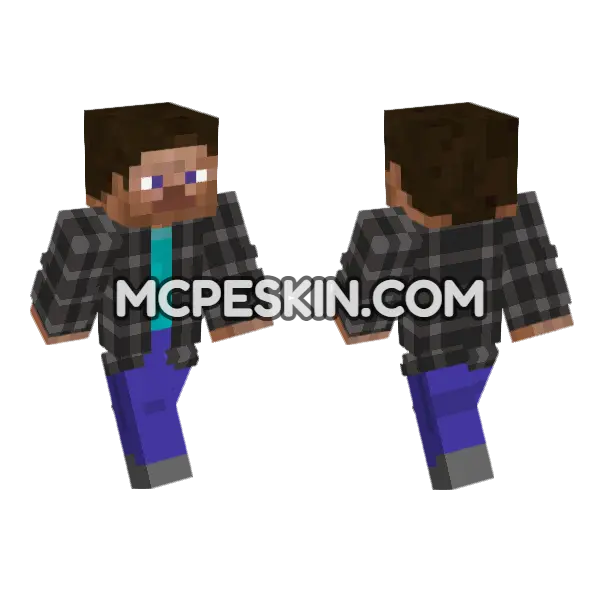 Itzrealme Blue Jacket Minecraft Bedrock skin, front and back