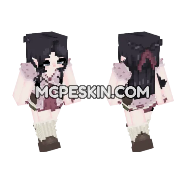 Ivory Skin Aesthetic Girl Minecraft Bedrock skin, front and back