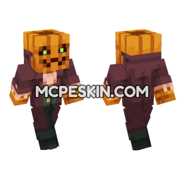 Jack The Pumpkin Minecraft Bedrock skin, front and back