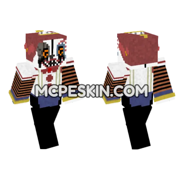 Jackie Damaged Clown Minecraft Bedrock skin, front and back