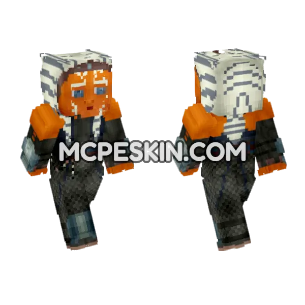 Jedi Ahsoka Tano Mandalorian Minecraft Bedrock skin, front and back