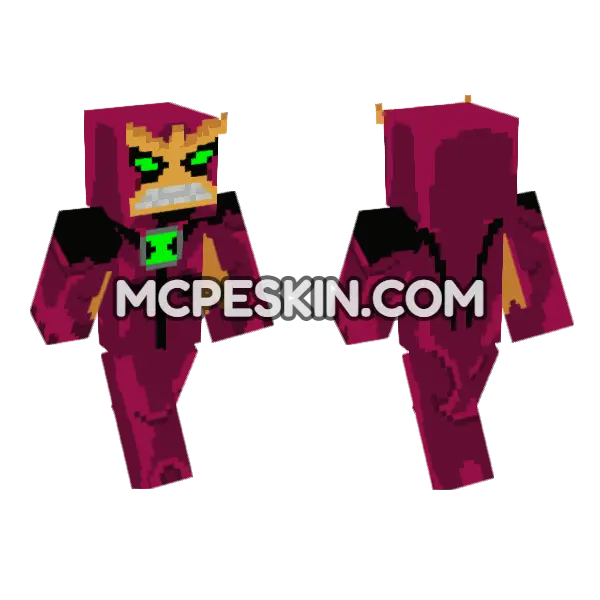 Jetray Ben 10 Alien Force Minecraft Bedrock skin, front and back