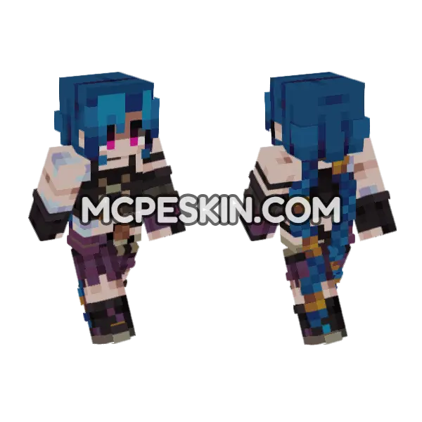 Jinx Skin Minecraft Bedrock skin, front and back